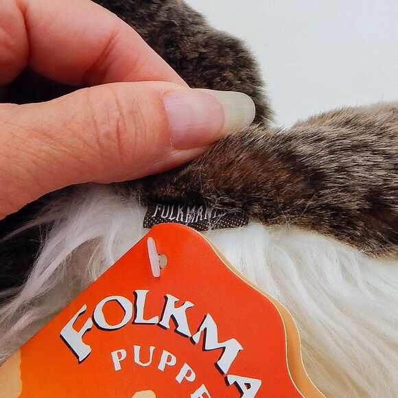 Folkmanis Cat Stage Puppet Retired Green Eyes Plush Fluffy White Brown 15 In Tag - Picture 7 of 10